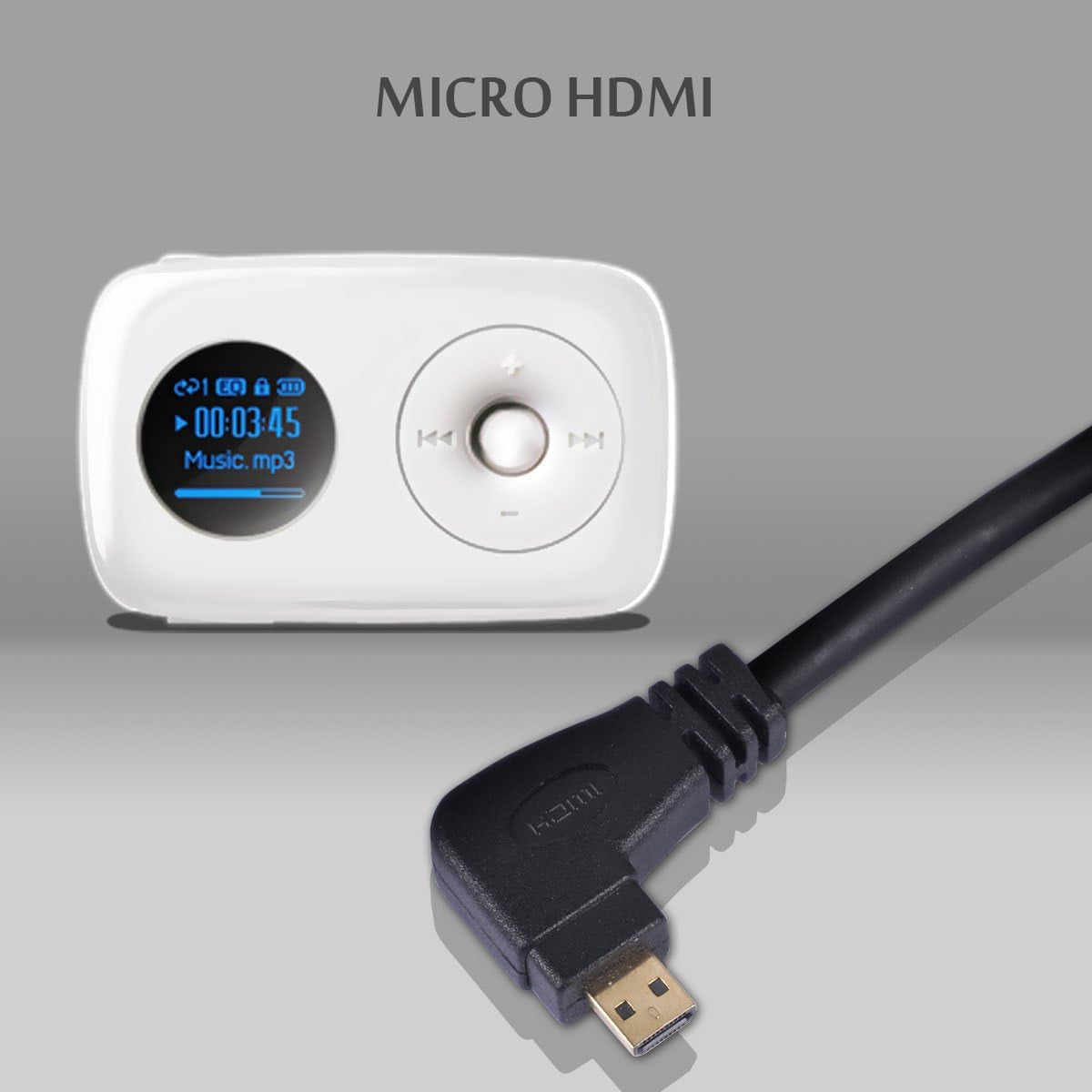 Micro HDMI to HDMI Cable - Left Angled Spring - Durable Coil for Tvs, Monitors, and Gaming Consoles,6.5Ft