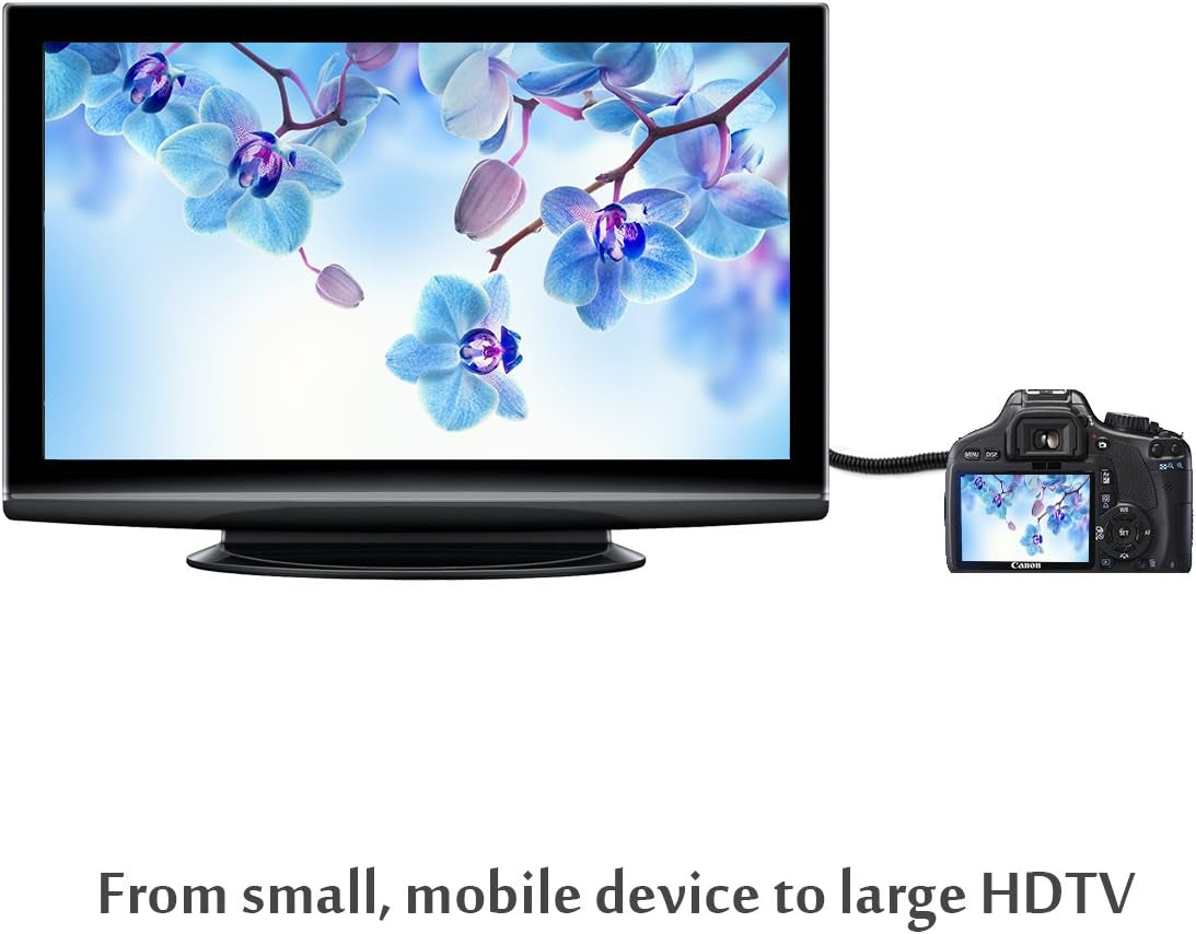 Micro HDMI to HDMI Cable - Left Angled Spring - Durable Coil for Tvs, Monitors, and Gaming Consoles,6.5Ft