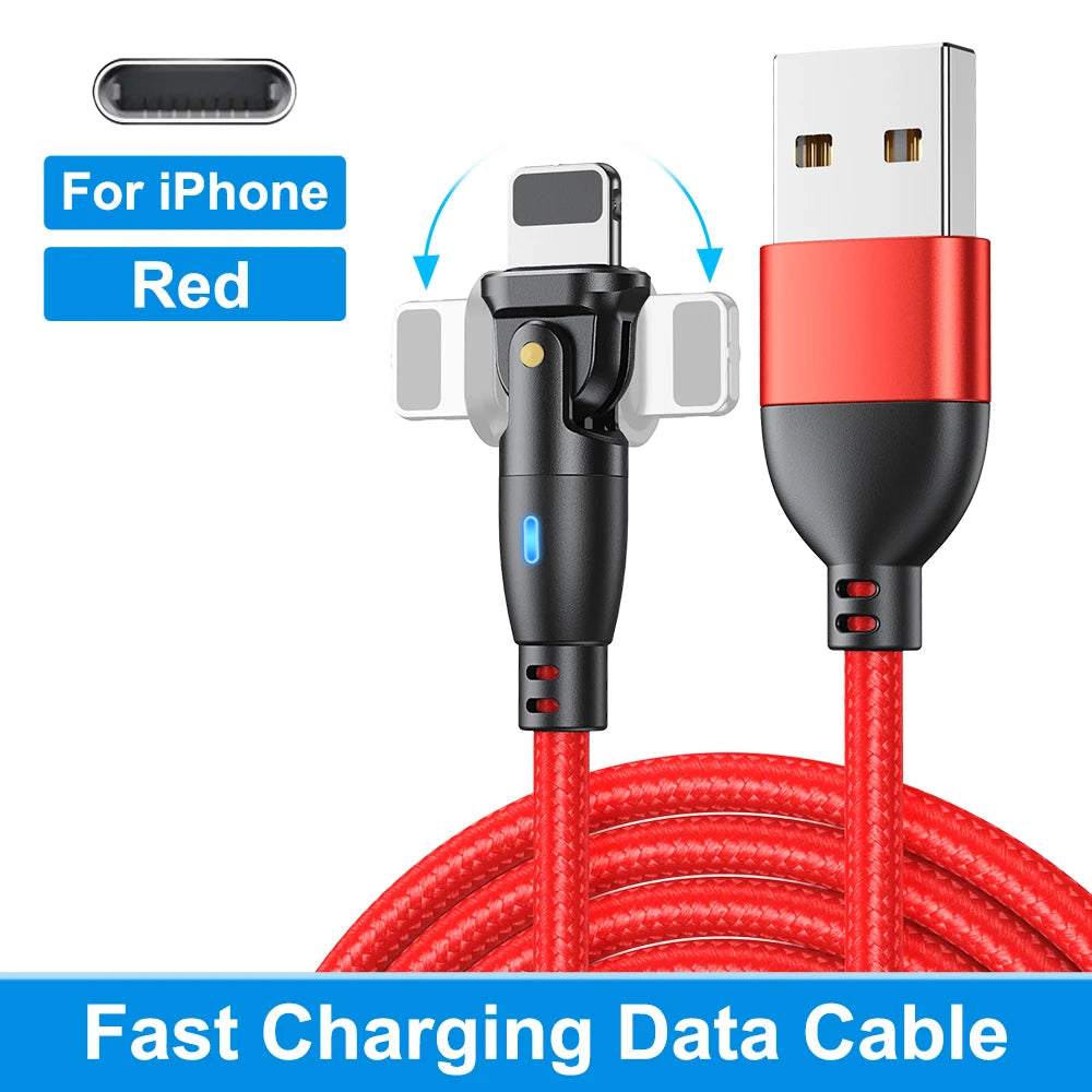 3A Fast Charging Type-C Cable for Samsung, 180-Degree Rotating iPhone Cable, Micro USB Charger Data Cord for Xiaomi, Realme, and Poco F3
