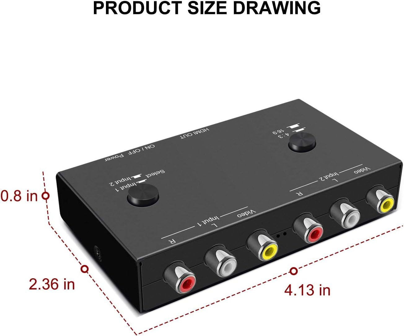 2 Port AV to HDMI Converter, RCA to HDMI Adapter Support 16:9/4:3 Compatible with WII, N64, PS2, VHS, VCR DVD Players Etc